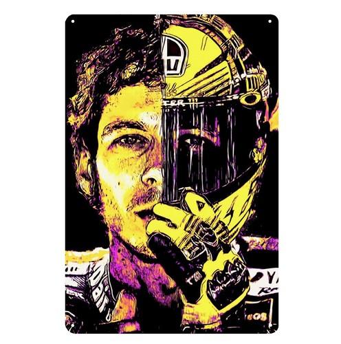Moto GP Rennfahrer Helm Motorrad Metallposter Blechschild 20x30cm（7.8x11.8inch） yellow