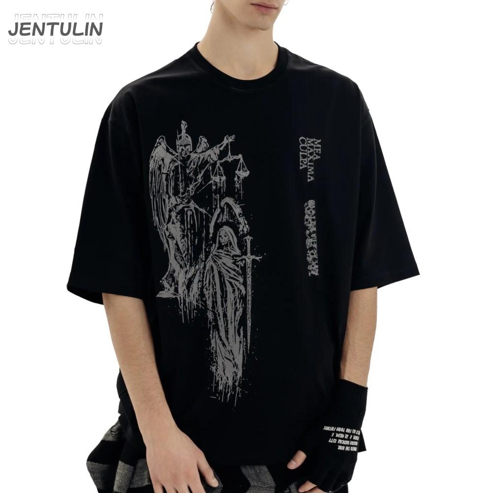 Harajuku Oversized Streetwear Herrenbekleidung Mea Maxima Culpa Atrium Grafikdruck T-Shirt Punk Hip Hop Kurzarm Top Goth Y2k