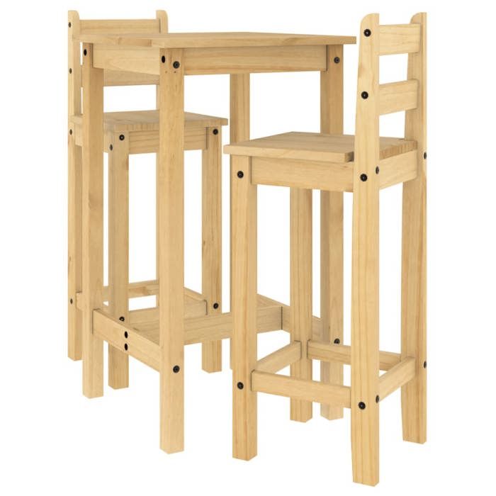 VidaXL Ensemble de bar 3 pcs Bois de pin massif, ensemble de pub, ensemble de meubles, tabouret de bar en bois, ensemble de 4005687