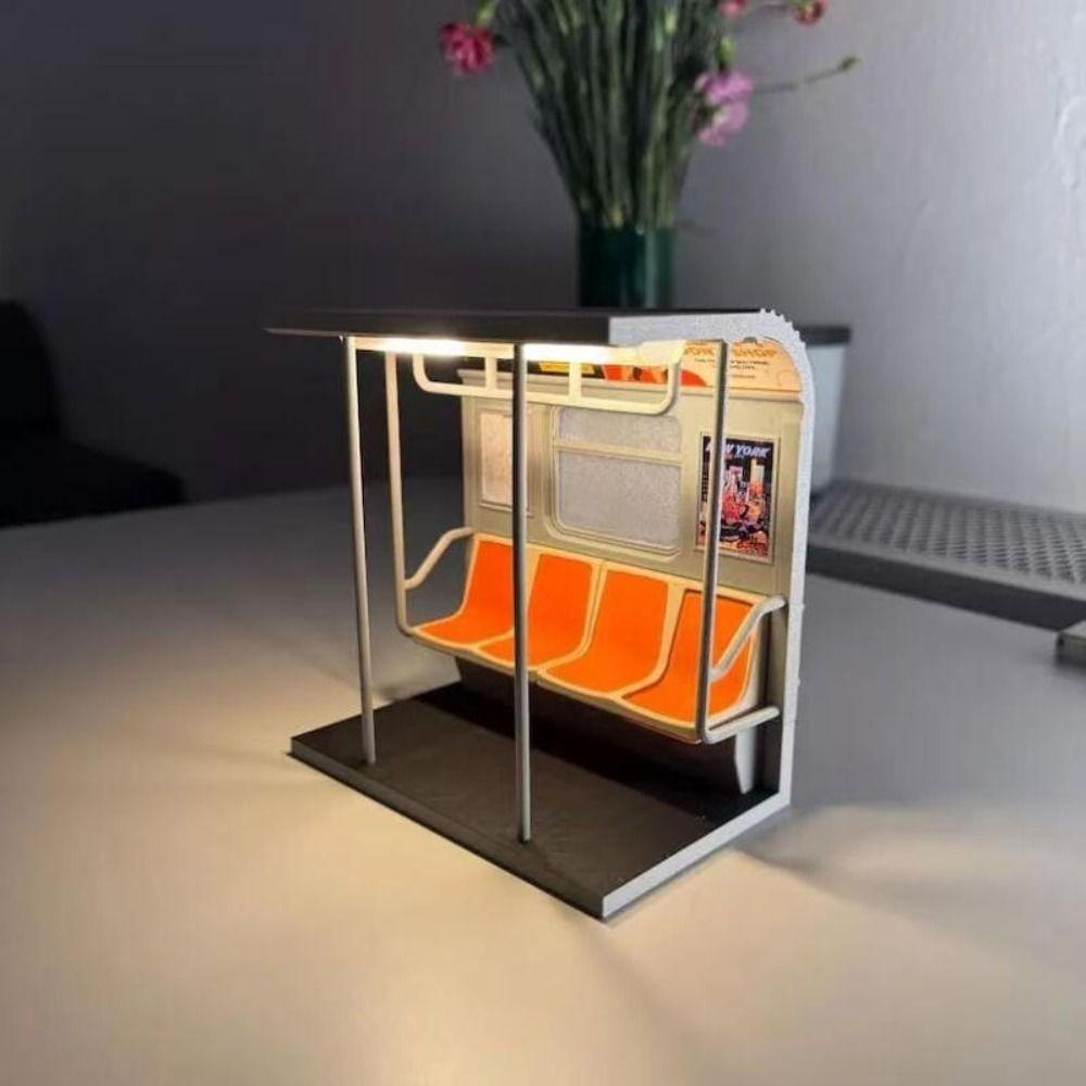 Vintage Subway Train Lamp Mini Aesthetic Desk Decor New York City Model for Train Enthusiasts