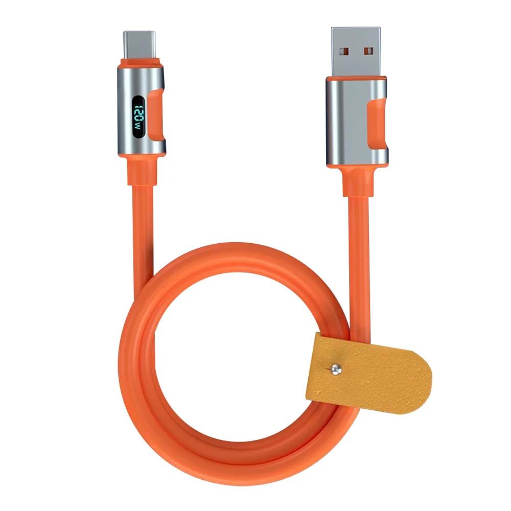 

1M/2M 120W USB на Type C Кабель для быстрой зарядки и передачи данных для iPhone 15 14 Pro Max Huawei Xiaomi Samsung S24 Кабель USB C для передачи данных Провод 2m оранжевый