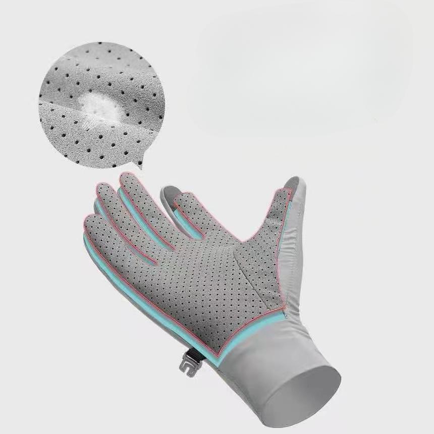 Summer Ice Silk Sunscreen Gloves Outdoor Sports Half Finger Thin Breathable Men and Women Non Slip Cycling Full Finger Exposed Finger Fishing