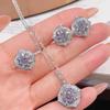 2026 Eight Hearts and Eight Arrows Zircon Plated 925 Silver Diamond Opening Ring Stud Earrings Pendant Three-piece Set