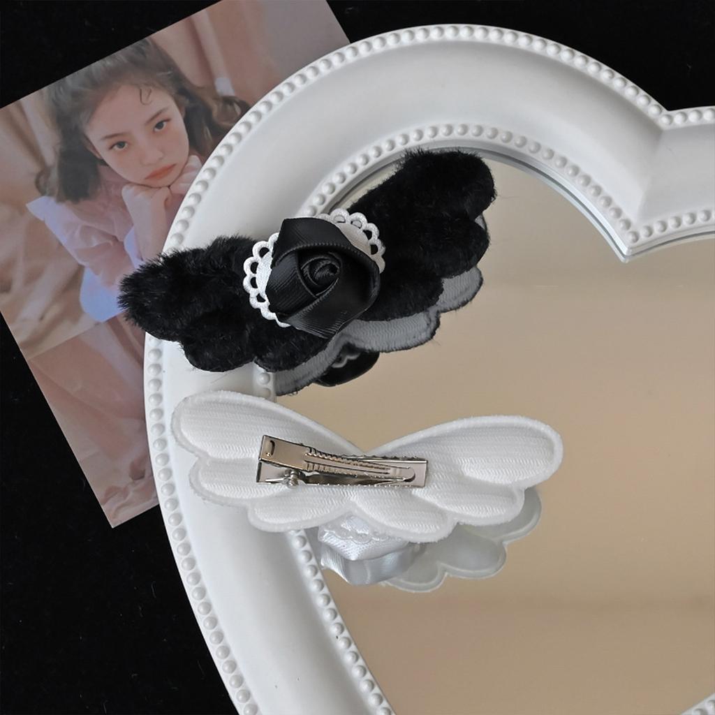 Plush Heart Angel Wings Hair Clip Festival Hair Accessory Romantic Rose Hairpin Hair Decoration for Fashionable Women