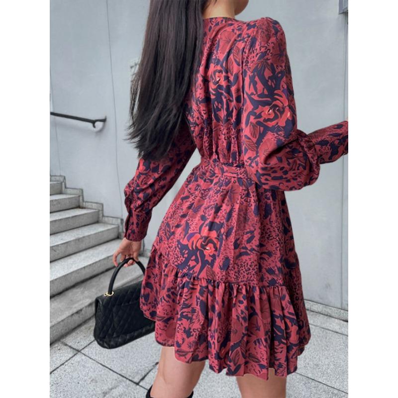 Women's Dresses Elegant and Elegant V-neck Printed A-line Dress