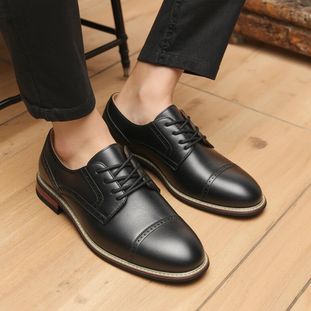 Социальная Мужская Обувь Джентльменская Удобная Деловая Стильная Мужская Классическая Обувь Кожа 42 чёрный
