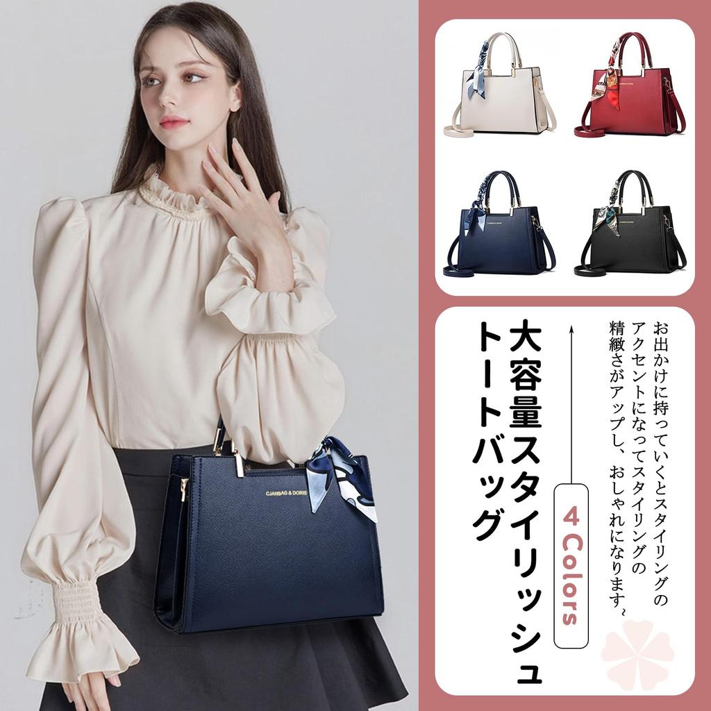 NICOLE & DORIS Damen Handtasche mit großer Kapazität und Fächern, Wasserdicht, Umhängetasche mit Schal, 2-Wege Schultertasche, Standfest, PU-Leder mit