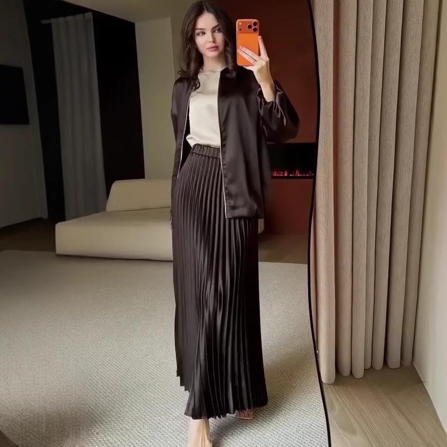 Cross-border European and American Women's Clothing 2026 Amazon Sexy Casual Long-sleeved Top Fashion Big Swing Skirt