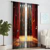2 Pcs   Versatile Polyester Transparent Curtains for Home Decoration Red Curtain with Musical Notes for Use In Bedrooms and