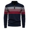 Men’s Zip-Up Stand Collar Pullover Knit Sweater