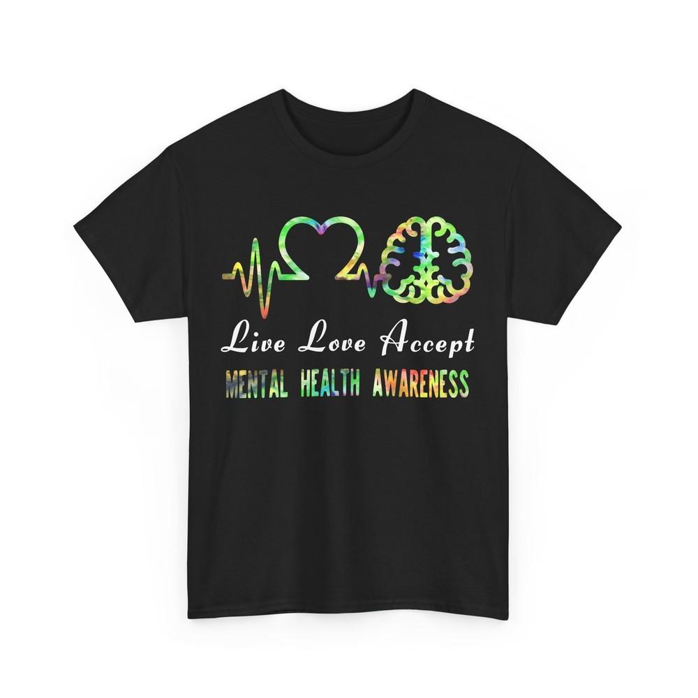 

Love Love Accept Heartbeat Chart Mental Health Awareness Cute T-shirt M