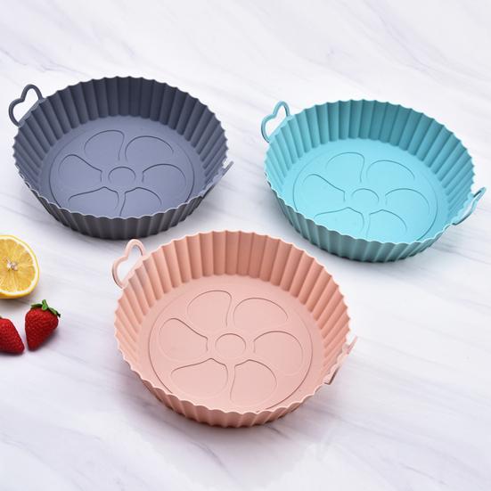 

2 шт. силиконовые вкладыши для фритюрницы, легко моющиеся, дизайн с высокой стороной, без утечки масла, для корзин для фритюрниц, аксессуары для духовки серый