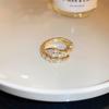14K Real Gold Plating AAA+ Zircon Simple Snake Shaped Nail Open Ring Elegant Women Daily Workday Ring Party Jewelry