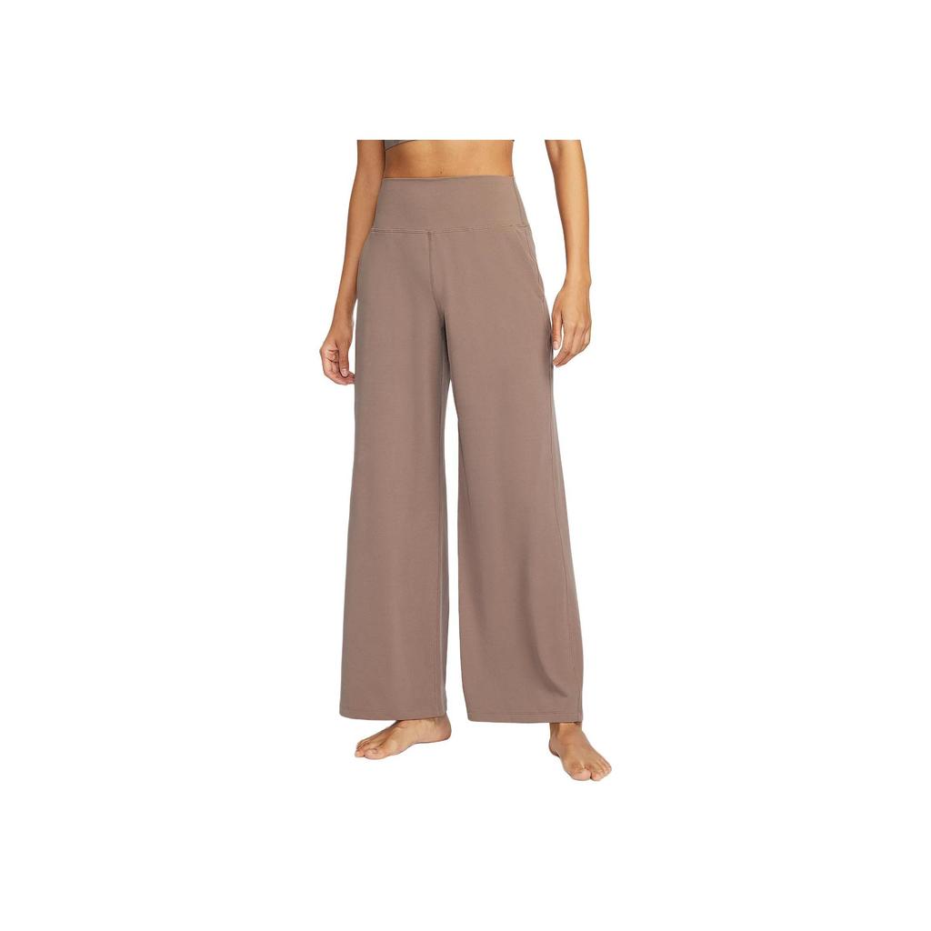 Nike Zenvy Dri-Fit High Waist Wide Leg Quick Dry Solid Color Casual Pants Women Bottoms Mink-Brown White HJ5361-233