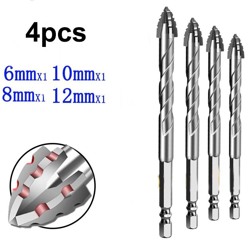 6Pcs Shark Tooth Drill Bits 5-12 Mm Carbide Drill Bits Suitable For Ceramic Tiles Concrete And Steel