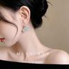 "Ci Mu Er Er" Retro Chinese Style Fan Earrings - Artistic Zirconia Earrings for Women, Light Luxury.