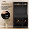 Credenza da cucina a buffet con piano di lavoro, 6 ante, Armadio alto contenitore con ripiani, Nero
