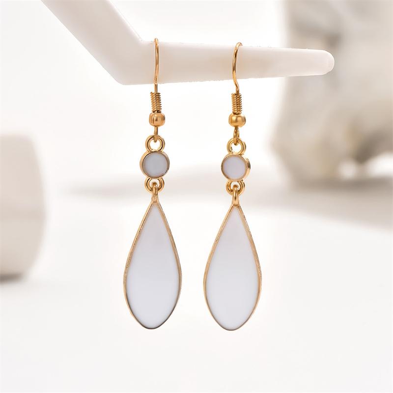 

White Enamel Water Drop Long Hanging Earrings for Women Gold Color Metal Hook Exqusite Bohemian Dangle Earrings 2025 new brincos