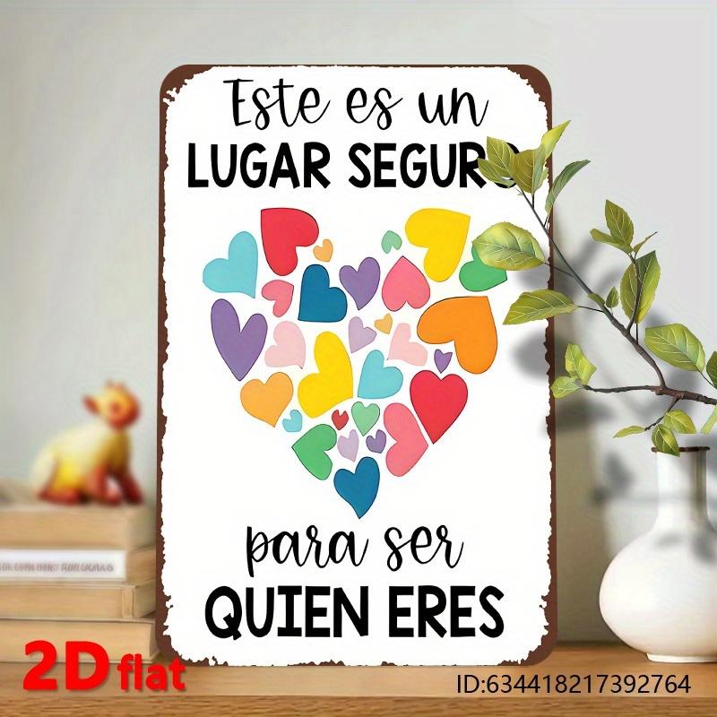

Metal Wall Art - Spanish Inspirational Quote Success Requires Hard Work & Being Your Best Self - Vivid Multicolor Heart Design 20x30cm（7.8x11.8inch）