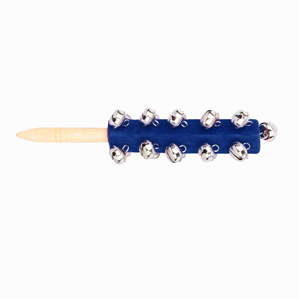 Wooden Handheld 21 Jingle Bells Bar Sleigh Stick Kids Toy Instrument (Blue)