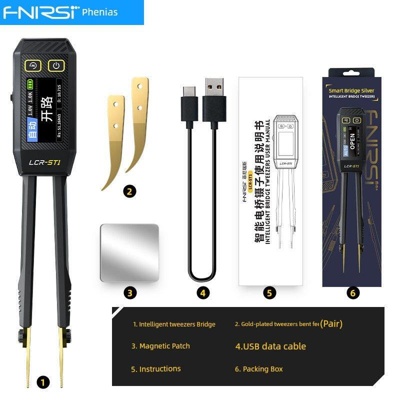 

Цифровые электрические пинцеты-мост Fnirsi Высокоточные цифровые резисторы Диоды Конденсаторы Включение-выключение LCR-ST1 Конденсатор Сопротивление [Original genuine goods] tweezers Bridge