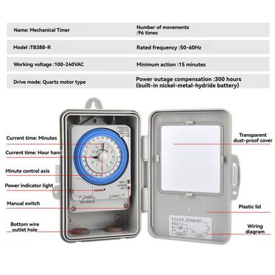 A95I-TB388R Mechanical Time Controller Mechanical Analog Timer AC100-240V 15 Minutes Interval