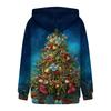 Women's Fashion Long Sleeve Christmas Print Loose Hooded Sweatshirt Top