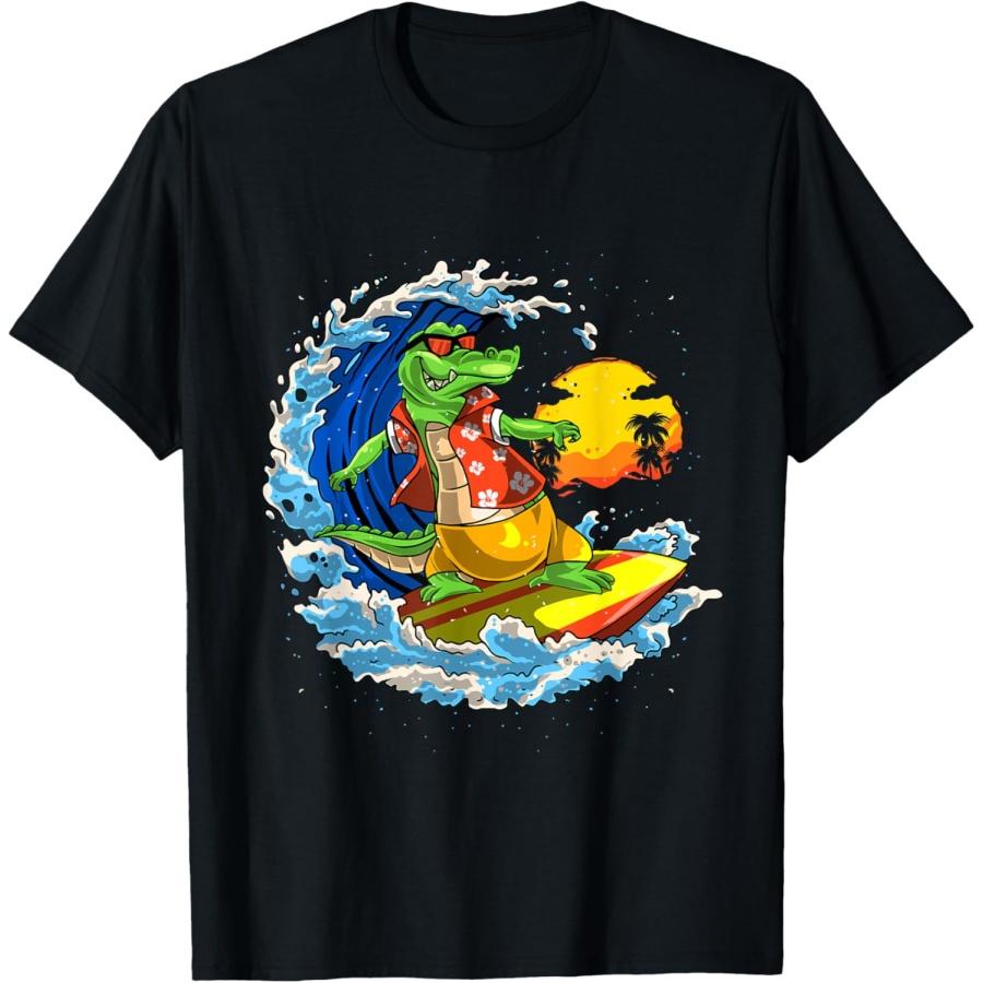 

Cool Crocodile Surfing, Surfer Crocodile, Funny Surf T-Shirt XXXXXL чорний