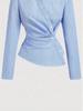 European Asymmetrical Twist Knot Blue & White Striped Long-Sleeve Women's Shirt