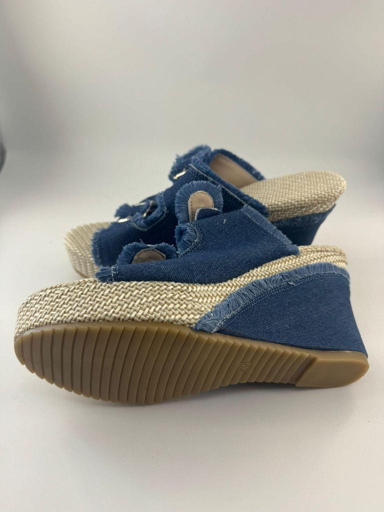 Damstorlek Kil Denim Spänne Slip-on Sandaler - Sommar Utomhus Casual