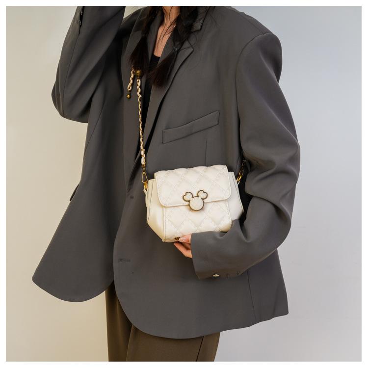 High-end Fashion Bag Women's 2023 New Autumn and Winter Niche Light Luxury Diamond Chain Bag Single Shoulder Oblique Span Small Square Bag