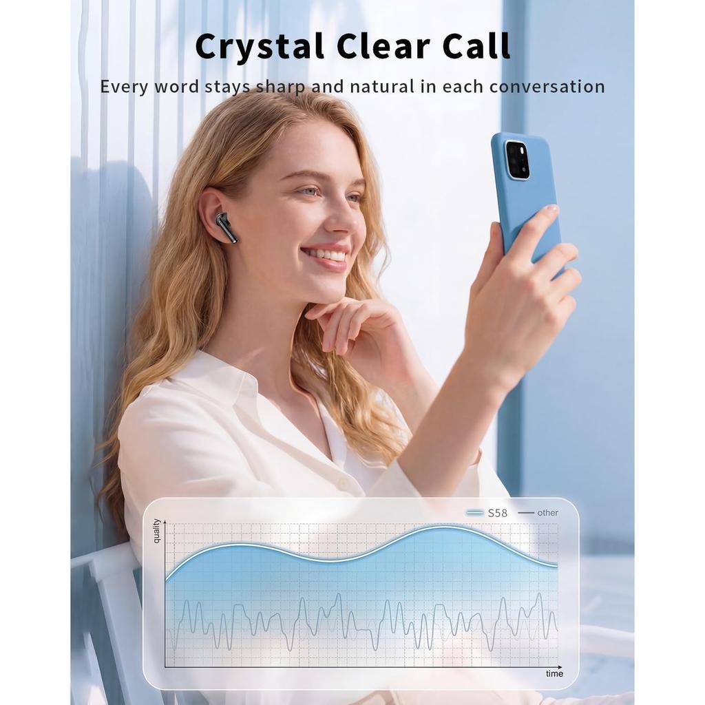 2026 New Bluetooth 5.4 Wireless Earbuds, Deep Bass Stereo In Ear Earphones with Noise Cancelling Mic, LED Digital Display, 50H Playtime IP7 Waterproof