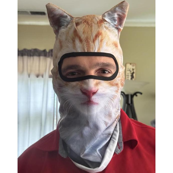 Cat Mask 3D Printed Cat Ski Mask Balaclava With Ears Breathable Perfect For Skiing & Biking Party With Solid Pattern