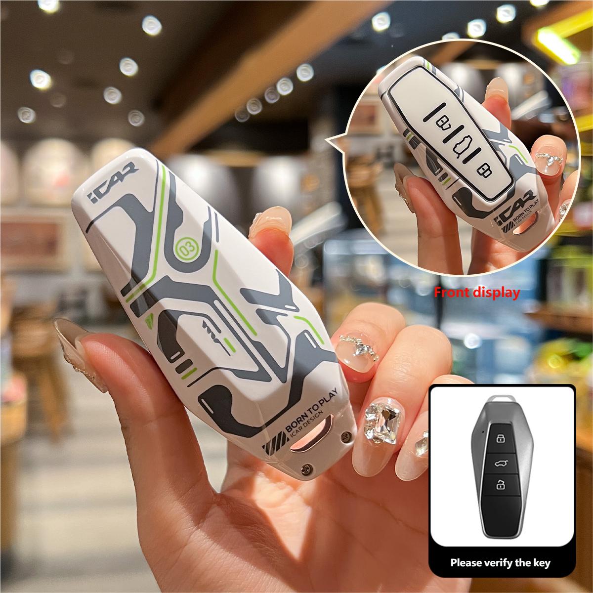 Car Key Fob Case Remote Cover Shell Keychain Key Ring Holder Accessories For Chery ICar 03 ICAR03 AIQAR EQ7 EQ5 EQ3