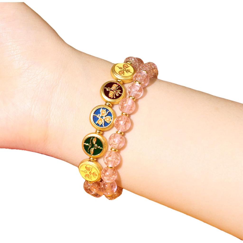 Fashionable Glass Bead Bracelet Inspire by Five Wealth God for Business Professional and Fashion Enthusiasts Wear