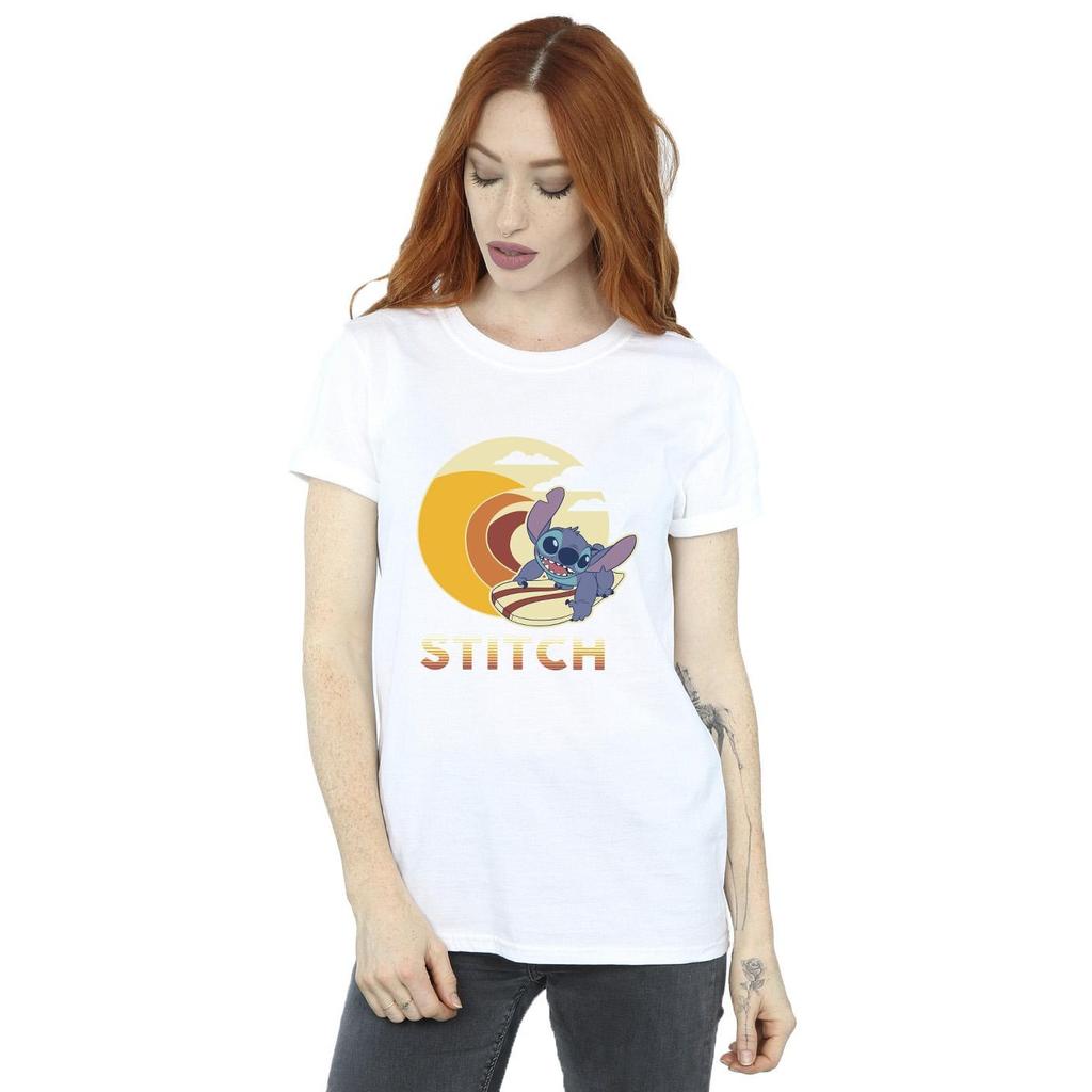 Disney Womens/Ladies Lilo & Stitch Summer Waves Cotton Boyfriend T-Shirt