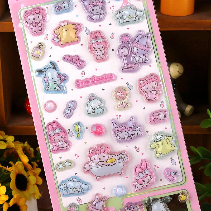 Sanrio Hello Kitty 3D Relief Sticker Scrapbooking Cartoon Girls Diy Diary Phone Case Laptop Luggage Stickers Stationery Decals