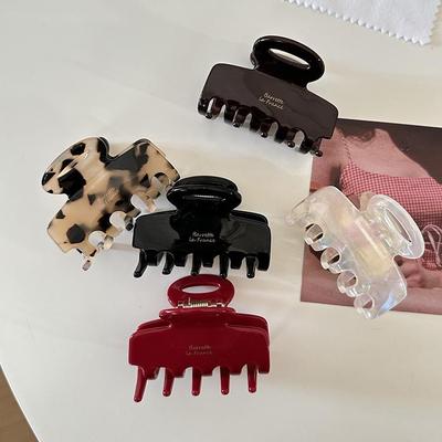Korean Versatile Small Square Claw Clip - Gold Label Acetate Updo Accessory for Women