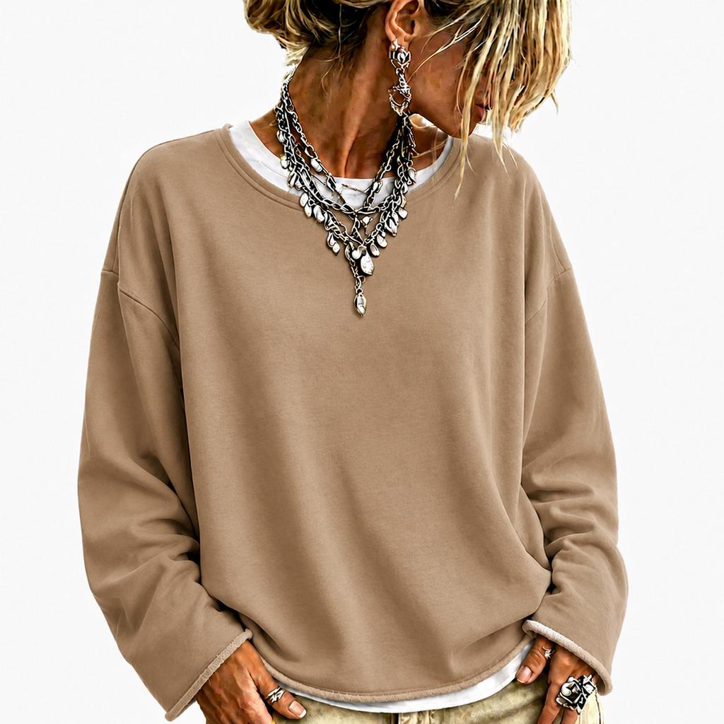 Damen Freizeit gestreift locker geschnitten Langarm Sweatshirt Top