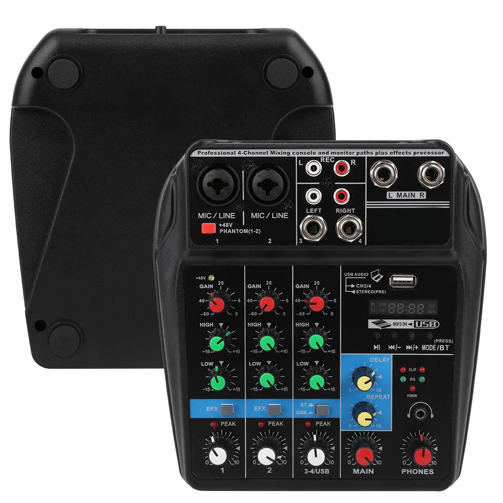 4 Channel Music Console Mixer Sound Mixing for Bluetooth USB Home Production K Songs