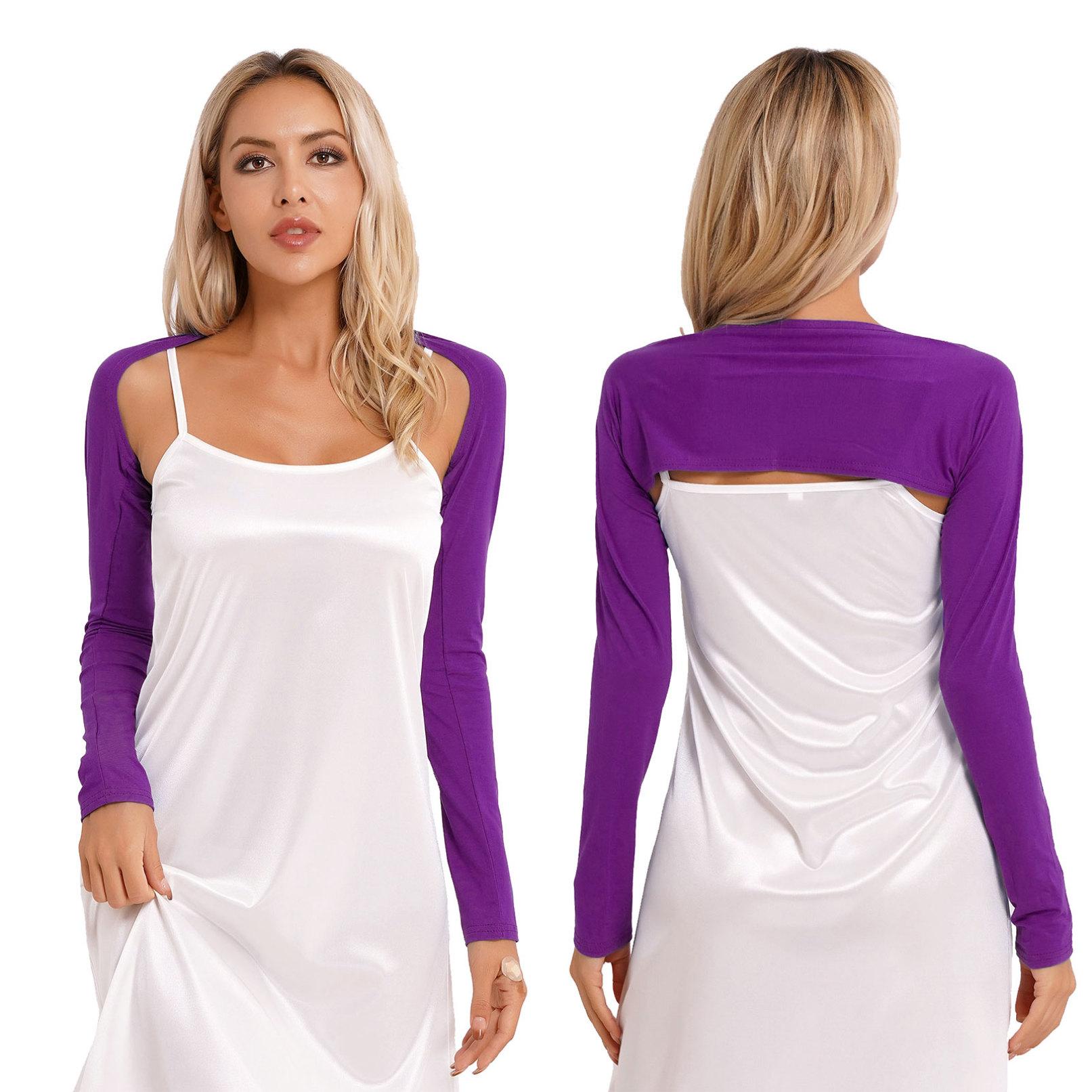 

Жіноче болеро з довгими рукавами, укорочений топ, відкритий укорочений кардиган, сорочка з плечима One Size фіолетовий