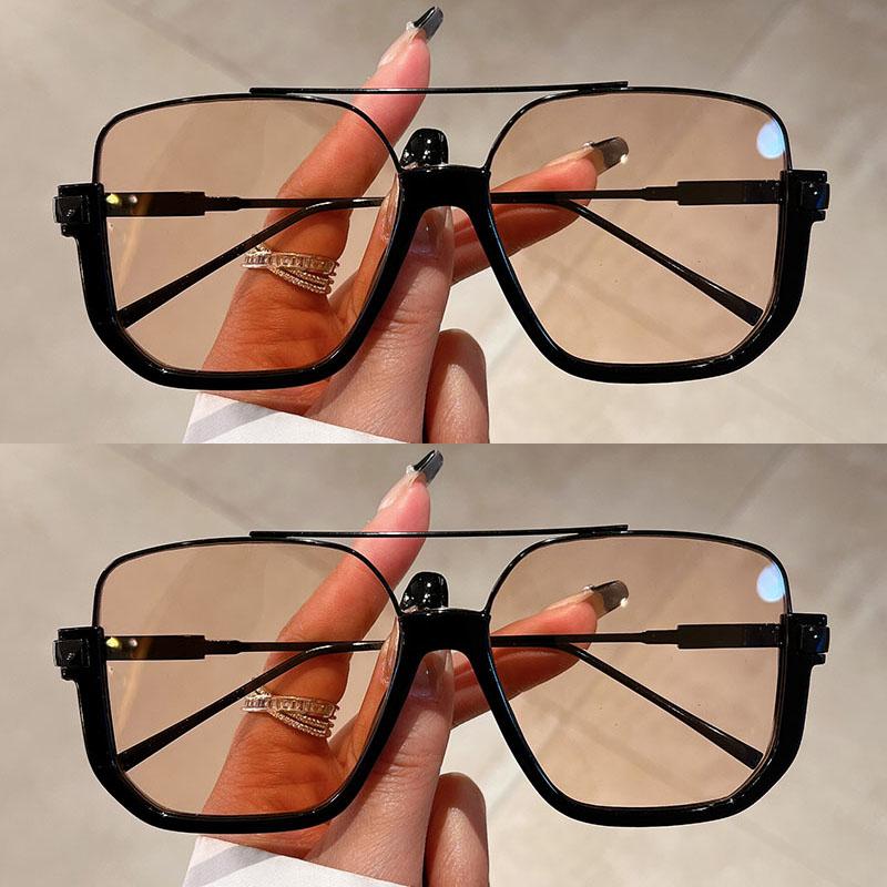 2 Pairs Per Set Square Sunglasses Fashion Vintage Double Bridge Casual Sun Glasses Women Stylish Oversized Brand Design Shades