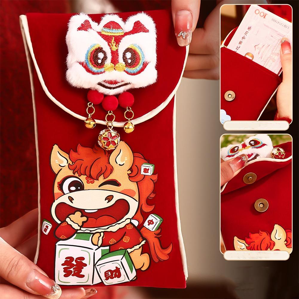 Chinese Style New Year Money Envelopes 2026 Horse Year Lucky Money Bag Money Pocket Kids Gift