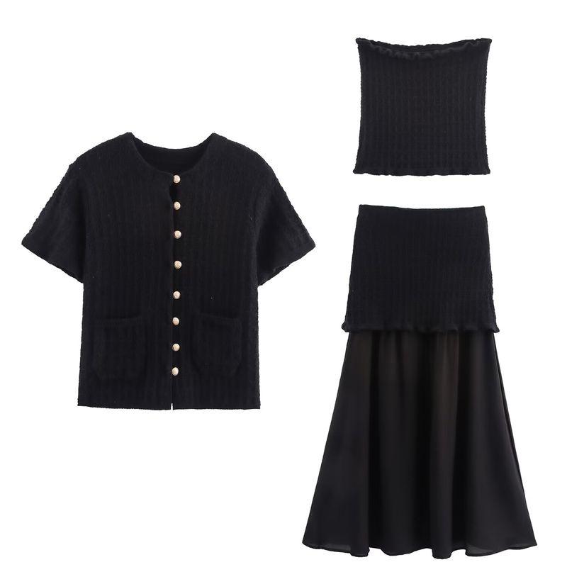 Araltay New Arrival Fashion Style Women's Clothing Fashion Horizontal Bra Laminated Decoration Outwear Patchwork Knitted Overskirt