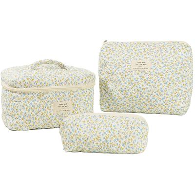 Women Quilted Makeup Bag Cosmetic Organizer Bag Large Capacity Makeup Storage Bag with Clutch Bag & Pen Case Cute Toiletry Bag