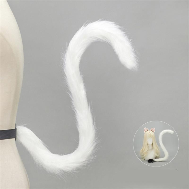 Mouse Costume Accessories Faux Furs Foxes Tail and Ears Headband Set Animal Halloween Cosplay Costume for Women Men