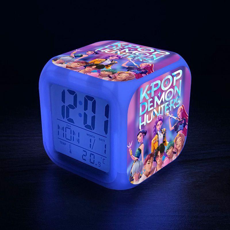 Yeni KPop Şeytan Avcıları Mira Jinu Zoey Çizgi Film Sevimli Alarm Saati Öğrenci Yatak Odası Gece Lambası Elektronik Saat Dekoratif Süs