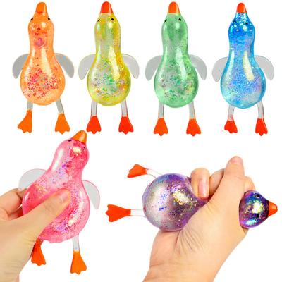 Glitter Duck Fidget Toy Stress Relief Clear Duck Sensory Toy Decompression Animal Stress Ball Party Favors Easter Basket Stuffers