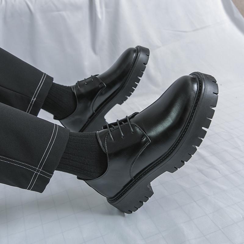 Luxury Men's Plus Size Leather Shoes Man Round Toe Thick-Soled Height Increase Lace-Up Formal Business Wedding Work Men Shoes