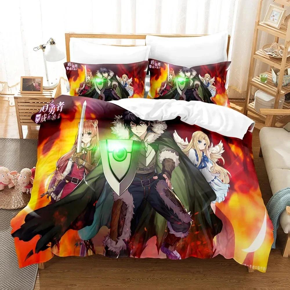 

Comforter 3D The Rising Of The Shield Hero Bedding Set Printed Bed Set With Bed Soft Single Double Queen King Size Comforter (quilt)-EU Single(135*200cm)3pcs
